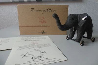 Steiff Elefant auf Rädern 12cm Club Edition 2004 Nummer 911 unbespielt - Bild 1 von 4
