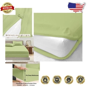 Elegant King Zipper Fitted Sheet - 16 Inch Deep Pockets, Easy Care Microfiber - Picture 1 of 11
