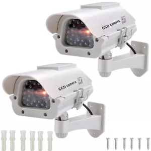 Solar Powered Dummy Fake Surveillance Security Camera with LED Flashing Light - Picture 1 of 28