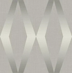 Wallpaper Designer Modern Retro Silver Geometric on Gray, 56 Square Foot Bolts - Picture 1 of 1
