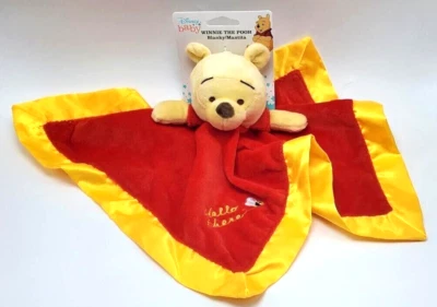 Disney Baby Winnie the Pooh Lovey Security Blanket Plush Bear Satin - Image 1 of 4