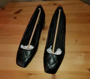 Dream Pairs elegante schwarze Schuhe quadratische Zehenpartie Blockabsatz gesteppter Look Größe 8 - Bild 1 von 5