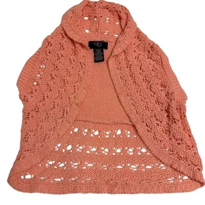 Girls Peach Crochet Open Knit Sweater Vest, Size S-6/6X - Picture 1 of 4