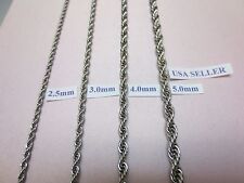 16"-30" 2.5/3/4/5mm STAINLESS STEEL SILVER/ GOLD ROPE CHAIN NECKLACE USA SELLER