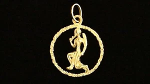 "VIRGO ZODIAC PENDANT LARGE FREE STYLE CUSTOM DESIGN" 14 KT YELLOW GOLD - Picture 1 of 9