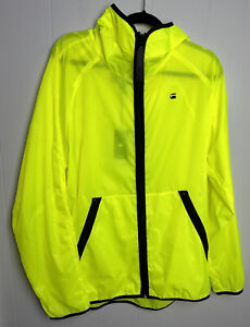 NWT G Star Raw Yellow hooded lightweight windbreaker jacket Sz XL Zip Up Pockets