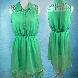 Anthropologie LIVE 4 TRUTH Mint Green Lattice Top High Low Tree Sundress sz M - Picture 1 of 10