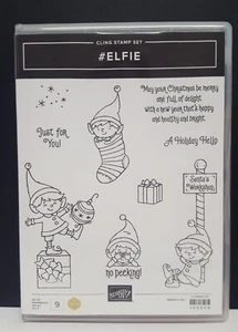 Stampin Up #ELFIE Christmas Santa Helper Elf Elves Cute Cling Stamp 9 pc Set NEW - Bild 1 von 13