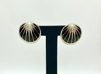 Hermosos Pendientes Marca 1928 - Redondos - Color Negro Y Dorado Retro Foto 1 de 4