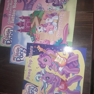 My Little Pony Tatoo Book Pony Pop Stars & Pony Party MLP 2005 - Picture 1 of 2