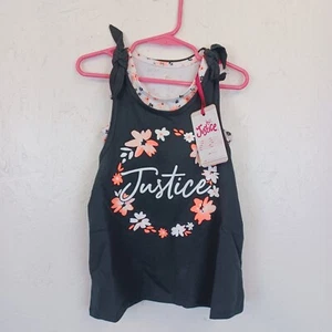 Justice Girls 2Fer Tank Top-5/6-Sports Bra-Floral - Picture 1 of 4
