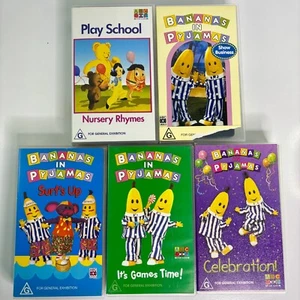 ABC Para Niños Plátanos En Pijama y Juego Escuela VHS Paquete Show Business Juego Tiempo - Imagen 1 de 18