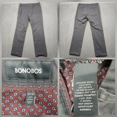 Bonobos Chino Pants Men 34x32 Gray Stretch Cotton Casual Straight Fit - Image 1 of 4