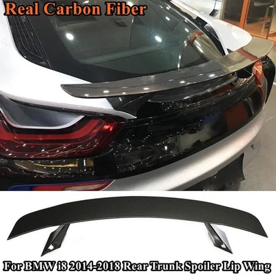 Real Carbon Fiber Rear Trunk Spoiler Lip Wing Trim Bodykits For BMW i8 2014-2018 - Image 1 of 4