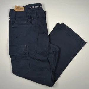 New Duluth Trading Flex Fire Hose Cargo Pants Mens 38X32 Navy Blue Double Front - Picture 1 of 15