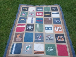 Pottery Barn Teen Twin Bedspread Patchwork AFC NFL Team Logos Bed Quilt 64”x86" - Picture 1 of 17