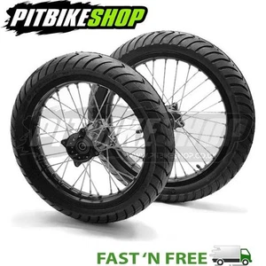 Road Legal Supermoto BIG Wheels 16" & 14" Tyres Set SDG Hub Pit Bike Motorcycle - Picture 1 of 3
