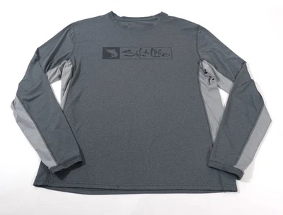 Salt Life 男式黑色灰色长袖运动服 T 恤 XL 码 — 第 1/4 张图片