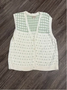 Chaleco Suéter Tejido Para Mujer The Villager Años 80 De Colección Talla 40 M/L Blanco/Verde - Imagen 1 de 7