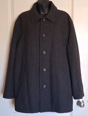 J. Abrigo de lana Crew para mujer XL negro carbón 100 % lana forrado con bolsillos Foto 1 de 4