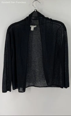 Cárdigan suéter para mujer otoño cachemir negro manga larga frente abierto S Foto 1 de 4
