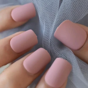24 Short Press on nail kit w/ glue Soft Dusty Pink Matte Mauve  - Picture 1 of 6