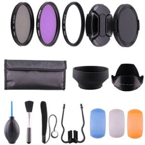 58MM UV CPL Polarizer FLD + Clean Kit + Lens Hood Cap for Canon Nikon DSLR 58mm - Picture 1 of 8