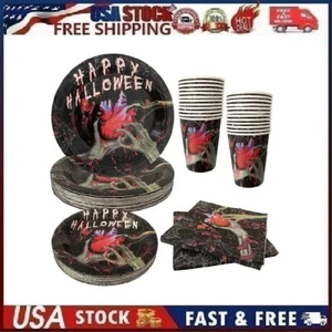 96pc Happy Halloween Horror Party Supplies Set. Serves 24 Guests - Picture 1 of 10