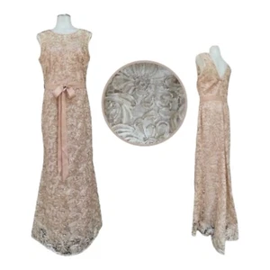 Vintage DRESSBARN Womens 6 Sheer Floral Lace Formal Dress Long Gown Bow Column - Picture 1 of 23