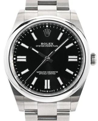 Reloj Rolex Oyster Perpetual 41 mm acero esfera negra Oyster automático 2019 124300 Foto 1 de 4