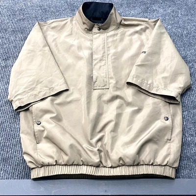 Dryjoys Footjoy Golf Rain Jacket Mens S Pullover Windbreaker Snap Pockets Beige - Image 1 of 4