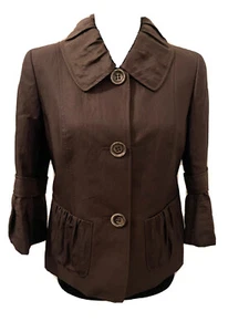 Lafayette 148 New York Women’s 2 Brown Jacket Silk Blend Full Lined Ruffled New - Picture 1 of 9