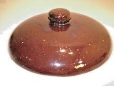 ANTIQUE STONEWARE CROCK OR CASSEROLE LID ONLY BROWN GLAZE 8 5/8" WIDE - EXC!