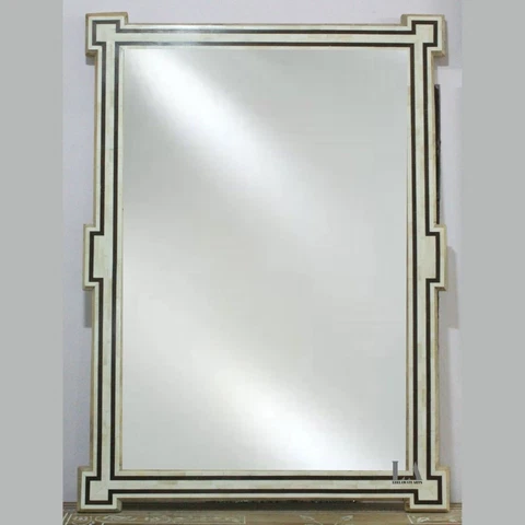 Home Decor Wood Bone Inlay Mirror Frame Antique Design Wood Bone Inlay Mirror Cover