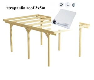 NEW Car Port Canopy Pergola 3m x 5m timber Garden Shelter with Tarpaulin cover - Picture 1 of 6