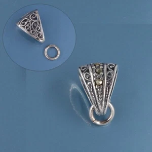 Antiguo colgante de marcaita triángulo de plata esterlina con anillo abierto #33352A - Imagen 1 de 5