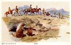 PRAIRIE DOGS Watch COWBOYS On A/S CHAS. M. RUSSELL Vintage Unused Postcard