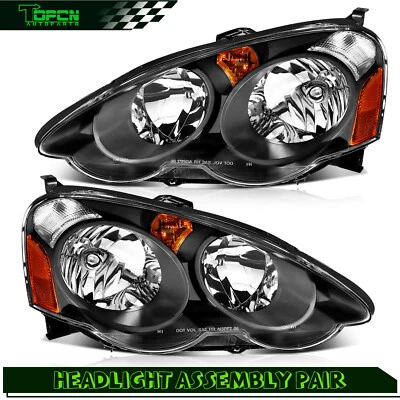 Black Housing For 2002-2004 Acura RSX DC5 Replacement Headlights Left + Right - Image 1 of 4