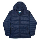 COLUMBIA Insulated Mens Puffer Coat Blue Nylon Hooded L