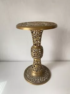 Solid Brass Plant Stand Pedestal Table 18” Hollywood Regency Vintage - Picture 1 of 6