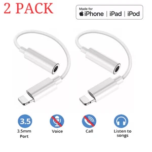 Aux Adapter Headphone Jack Connector Cable for iPhone to 3.5mm Earphone 2 Pack - Picture 1 of 13