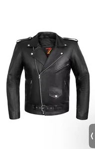 Cafe Racer Biker Lederjacke schwarz & braun weiches Echtleder - Bild 1 von 9