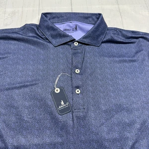 Johnnie-O Polo Shirt Men Large L Performance Feris Print Blue Short Sleeve - Picture 1 of 10