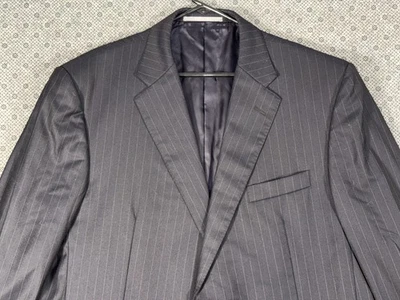 Hickey Freeman 2pc Suit Men’s 46L 38x32 Navy Blue Striped Wool Union Made In USA - Image 1 of 4