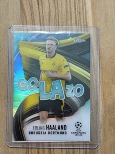 2020-21 Topps Chrome UCL Golazo Aqua Refractor /199 Erling Haaland #GOL-EH Card - Picture 1 of 2