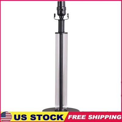 Black Metal Glass Column Table Lamp Base Modern Design Office Dorm Room New - Image 1 of 4