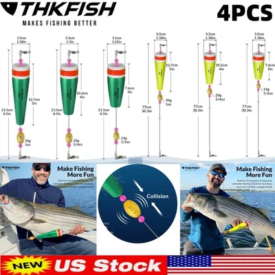 THKFISH Fishing Floats Rigs Popping Corks for Saltwater Rattle Weighted Bobbers Tackle