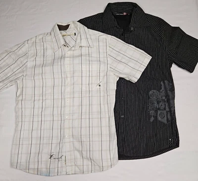 Ocean Current Mens Size M Black Shirt Skull Y2K Goth Skater VTG  Grunge Lot of 2 - Image 1 of 4