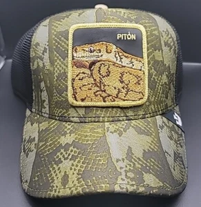 Sombrero de camionero animal Goorin Bros PÍTON BIRMA SUPERESTRELLA estampado de serpiente gota de viernes nuevo - Imagen 1 de 6