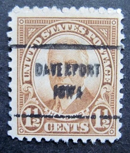 Sc # 684 ~ 1 1/2 cent Harding Issue, Precancel, DAVENPORT IOWA - Picture 1 of 2